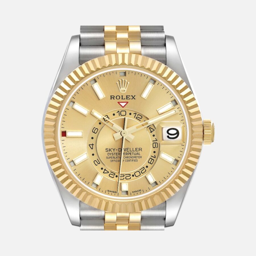 Rolex Sky-Dweller 326933 Steel Yellow Gold Champagne Dial 42mm