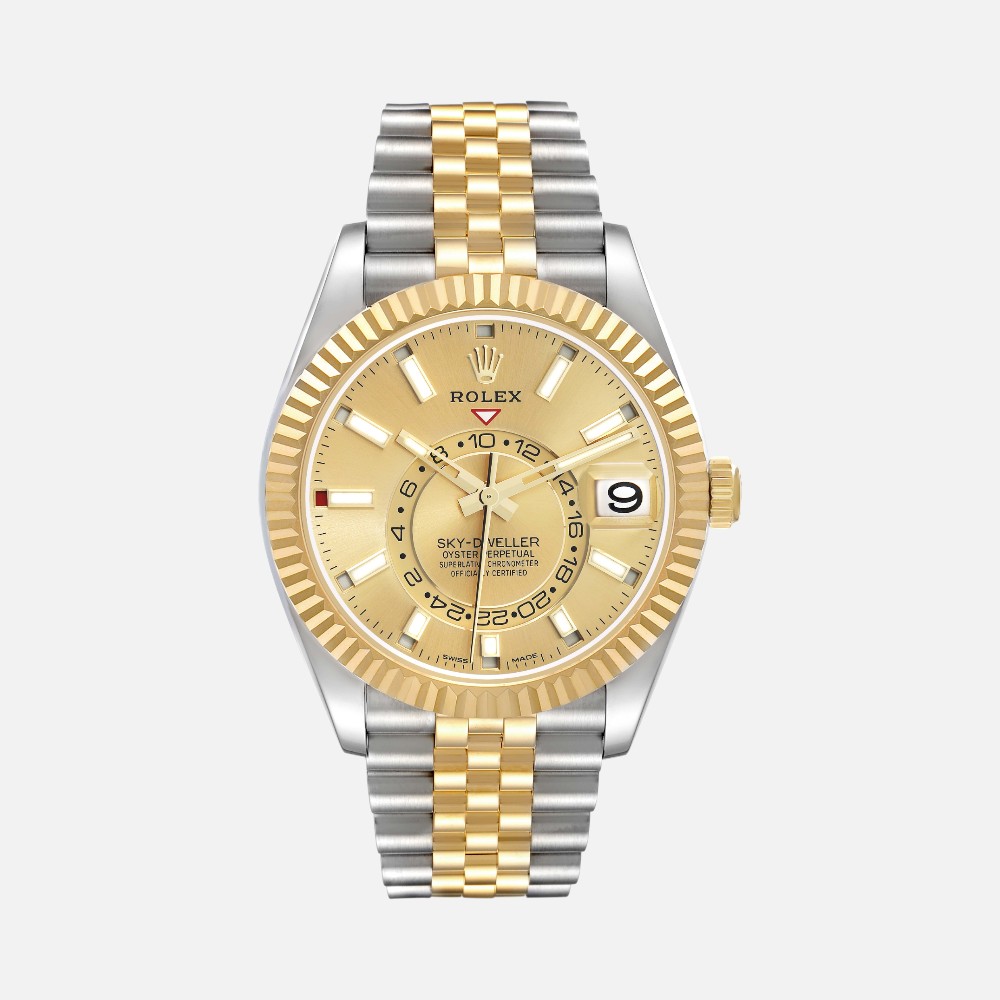 Rolex Sky-Dweller 326933 Steel Yellow Gold Champagne Dial 42mm