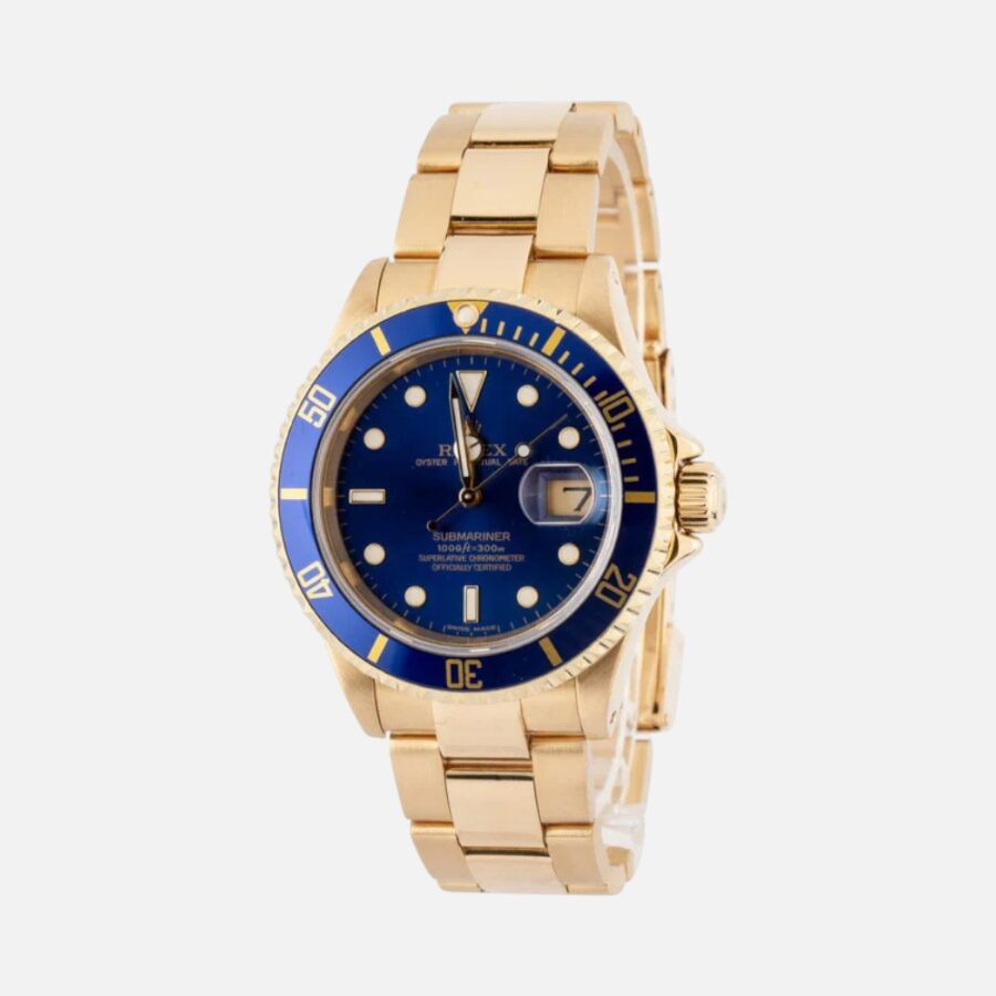 Rolex Submariner 16618 Blue Dial 18K Yellow Gold 40mm