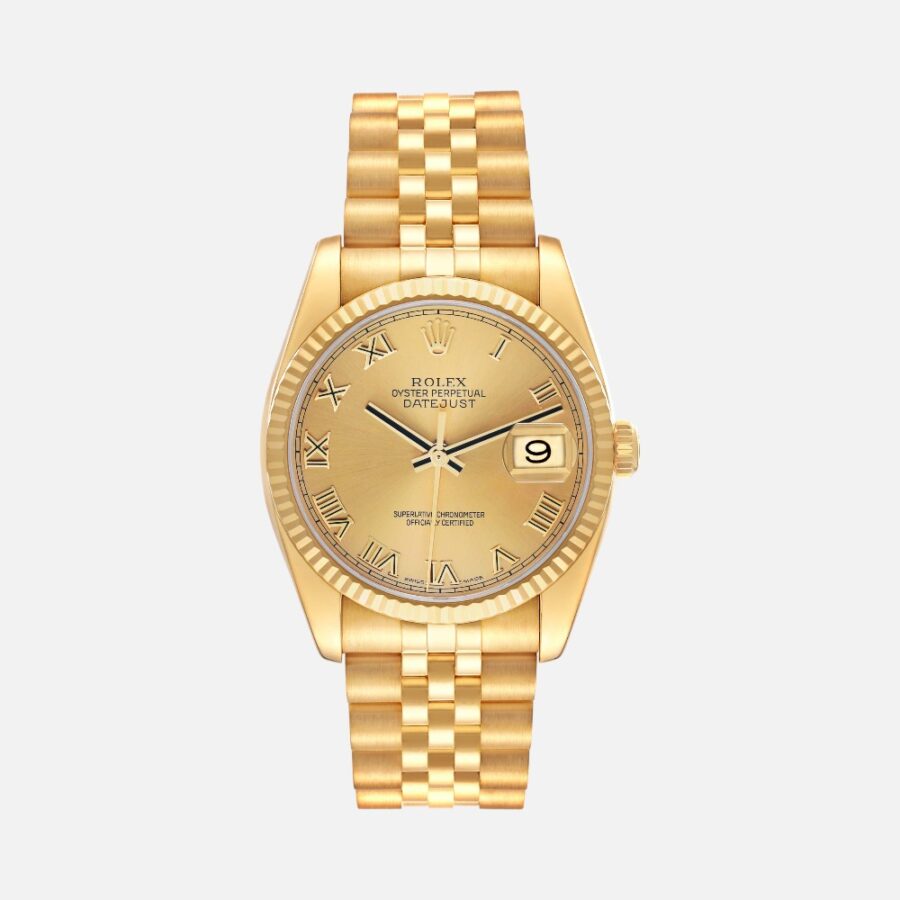 yjhtctfzysczscf (4) Rolex Datejust 116238 Yellow Gold Champagne Roman Dial 36mm