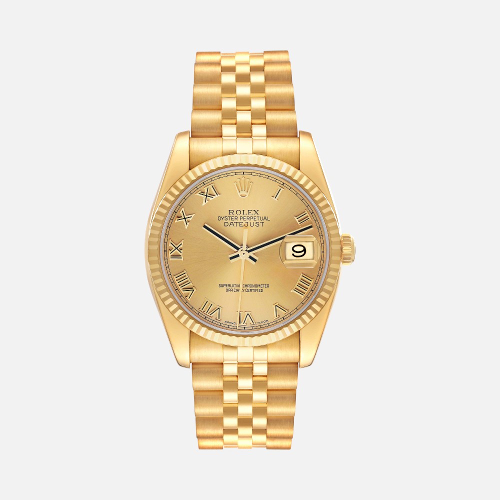 Rolex Datejust 116238 Yellow Gold Champagne Roman Dial 36mm