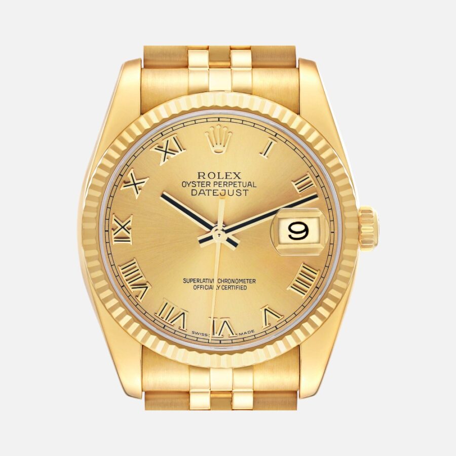 Rolex Datejust 116238 Yellow Gold Champagne Roman Dial 36mm