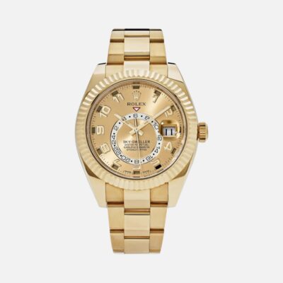Rolex Sky-Dweller 326938 Yellow Gold Champagne Dial Arabic Numerals