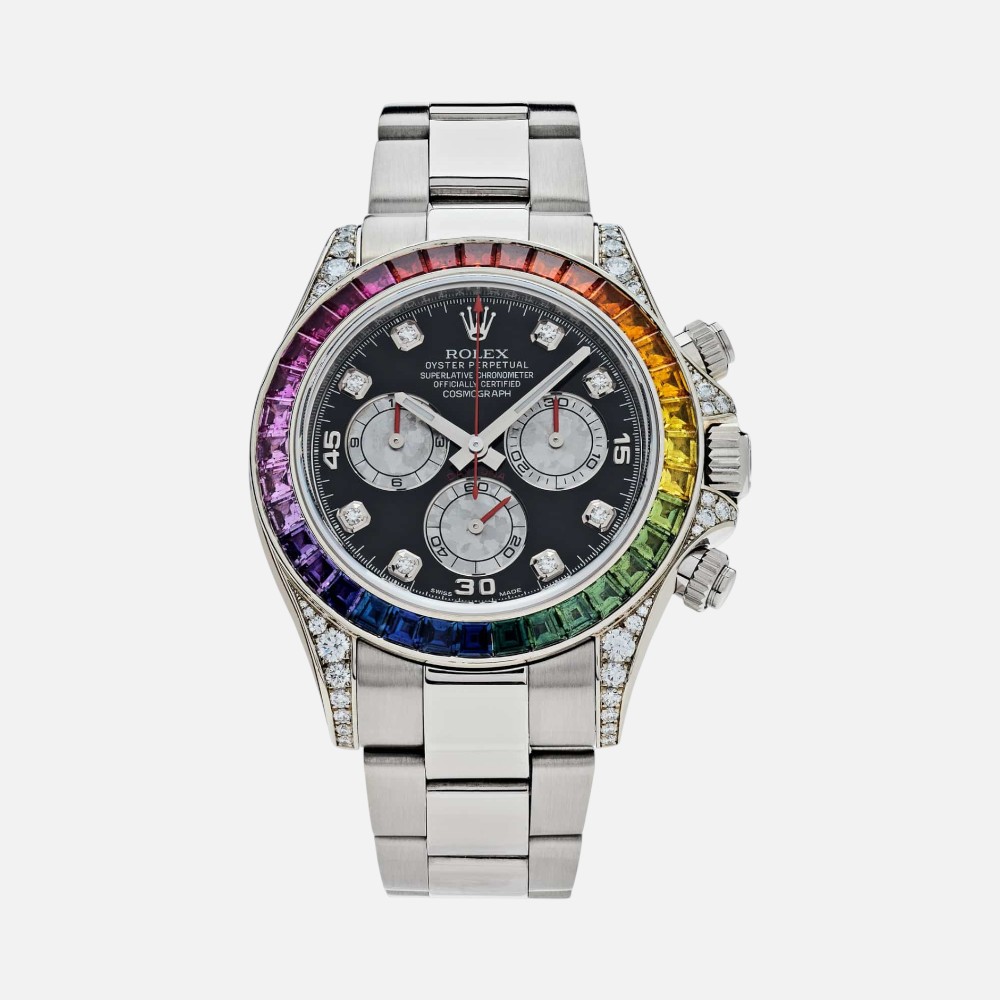 Rolex Daytona 116599RBOW Rainbow White Gold Sapphire Bezel