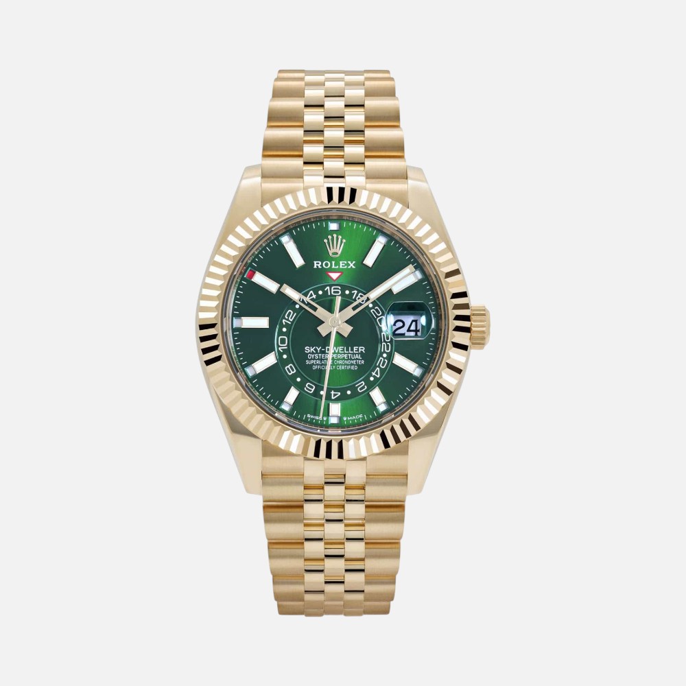 Rolex Sky-Dweller 336938 Yellow Gold Bright Green Dial Jubilee