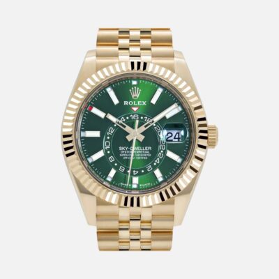 Rolex Sky-Dweller 336938 Yellow Gold Bright Green Dial Jubilee