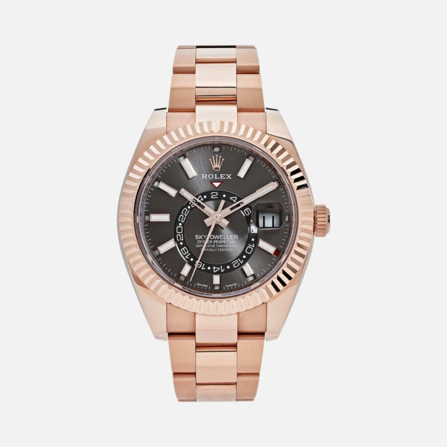 HJNFGHJGFN (1) Rolex Sky-Dweller 326935 Everose Gold Rhodium Slate Grey Dial