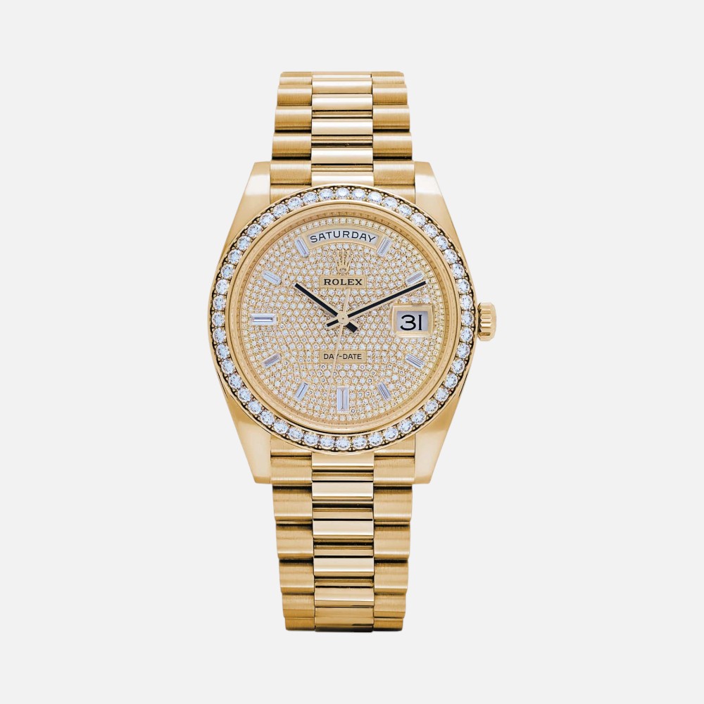 Rolex Day-Date 40 228348RBR Diamond Dial Bezel Yellow Gold