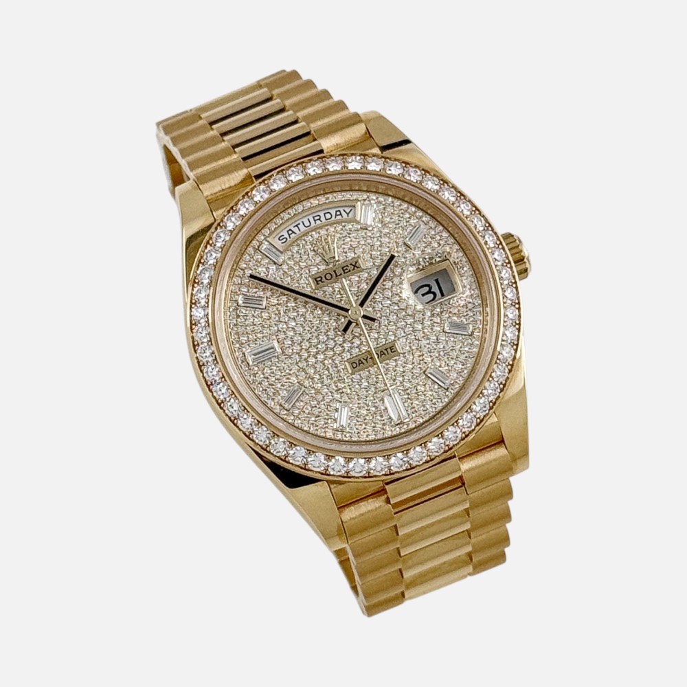 Rolex Day-Date 40 228348RBR Diamond Dial Bezel Yellow Gold