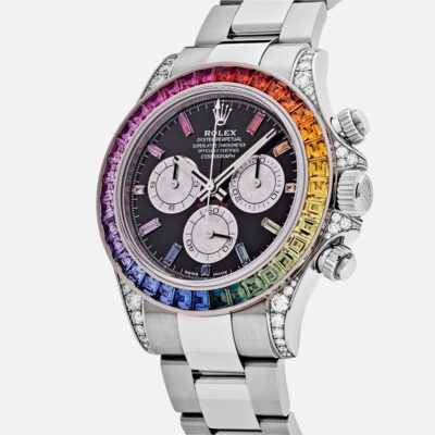 Rolex Daytona 116599RBOW Rainbow White Gold Black Dial Sapphire Bezel