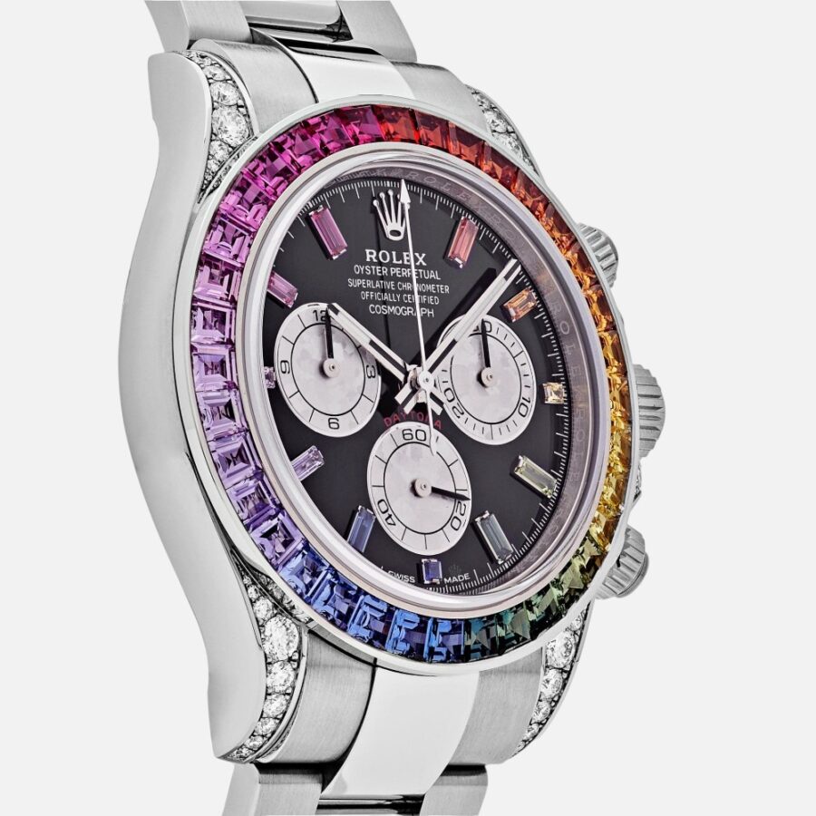 Rolex Daytona 116599RBOW Rainbow White Gold Black Dial Sapphire Bezel