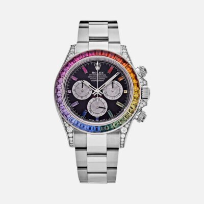 Rolex Daytona 116599RBOW Rainbow White Gold Black Dial Sapphire Bezel