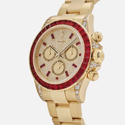 Rolex Daytona 126598TRU Yellow Gold Ruby Bezel Diamond Pave Dial
