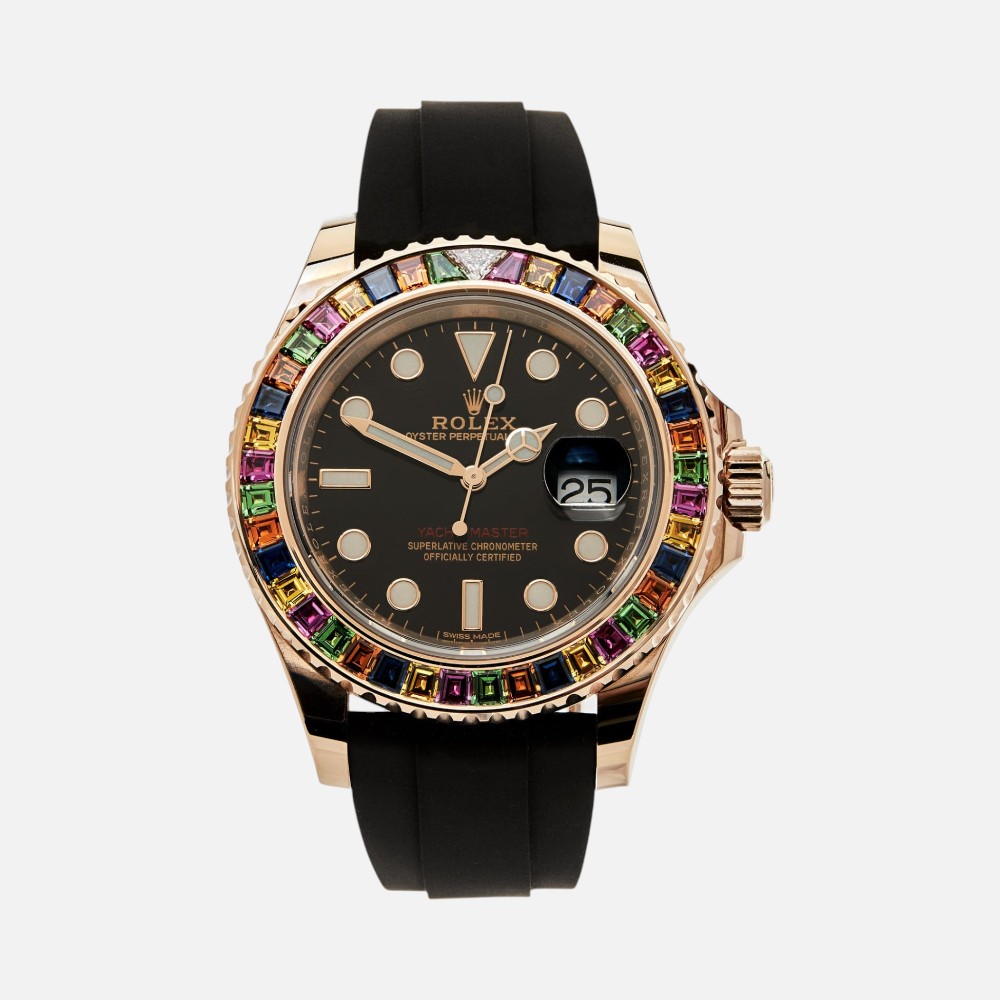 Rolex Yacht-Master 40 116695SATS Everose Gold Black Dial Rainbow Bezel