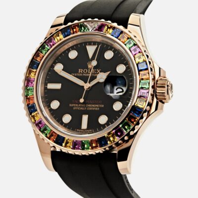 Rolex Yacht-Master 40 116695SATS Everose Gold Black Dial Rainbow Bezel