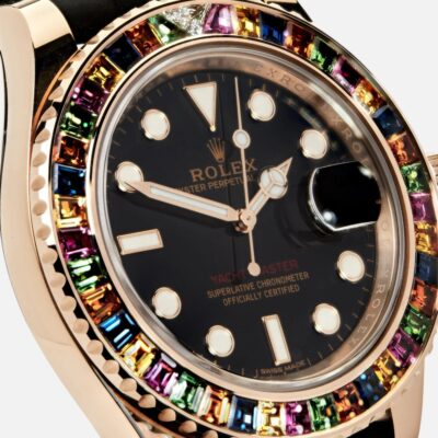 Rolex Yacht-Master 40 116695SATS Everose Gold Black Dial Rainbow Bezel