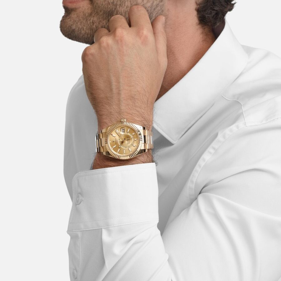 Rolex Sky-Dweller 326938 Yellow Gold Champagne Dial 42mm