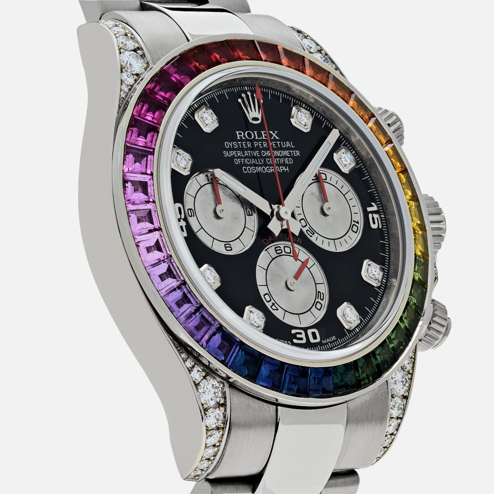 Rolex Daytona 116599RBOW Rainbow White Gold Sapphire Bezel